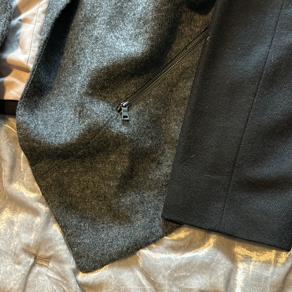 Ann Taylor 16 Black Grey Color Block Wool Blend Drape Jacket - Picture 3 of 5
